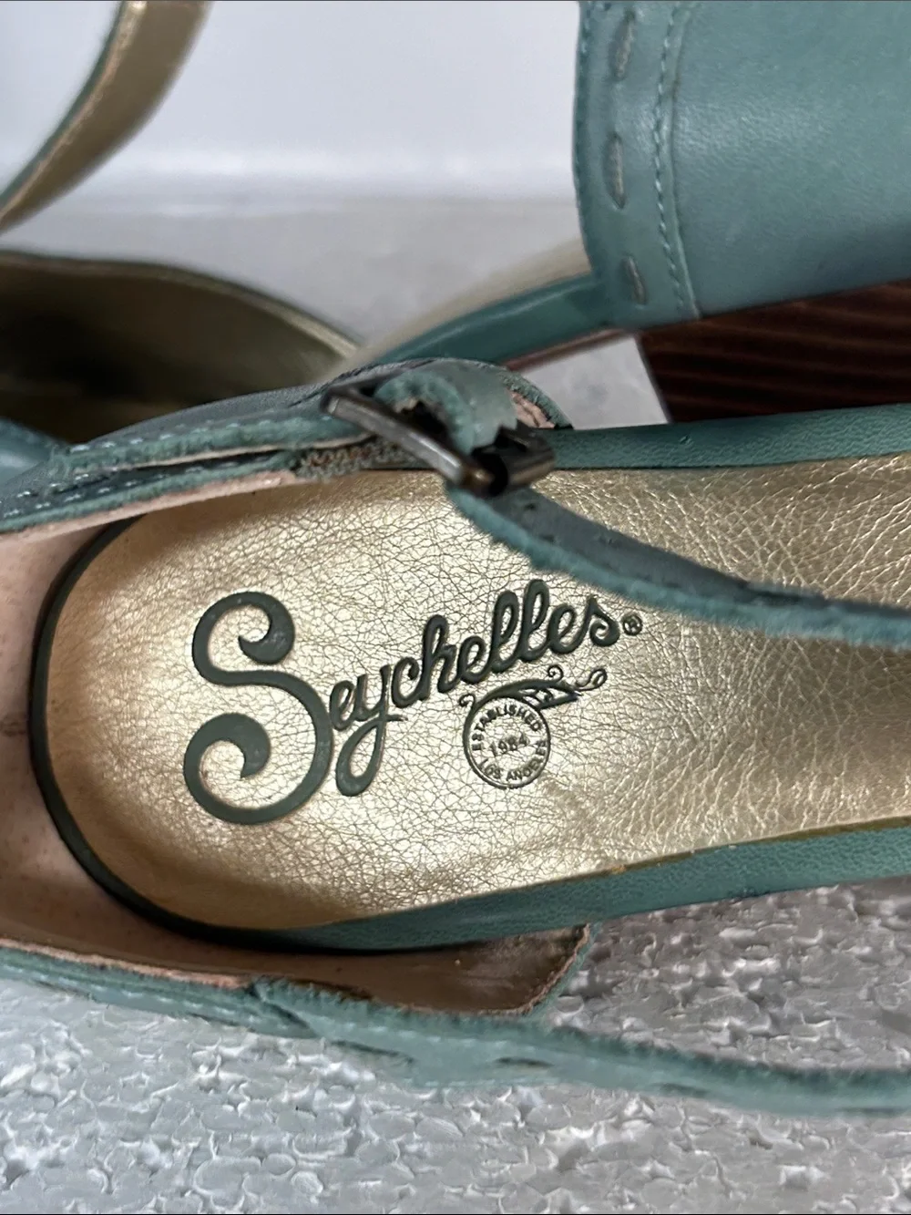 Seychelles SZ 10 Aqua T-Strap Peep Toe Heel Tassel Retro Vintage 40S Rockabilly